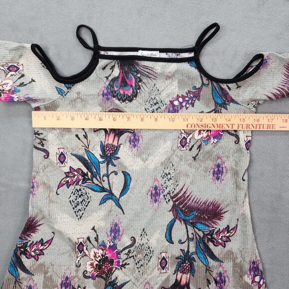 Love Fire Blouse Shirt Top Women's Size Small Multicolor Floral Cold Shoulders - Picture 5 of 10